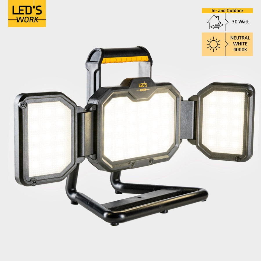 LED's Work LED Construction Lamp rechargeable 4000 - Works wirelessly on battery - Dust and waterproof - LED.nl