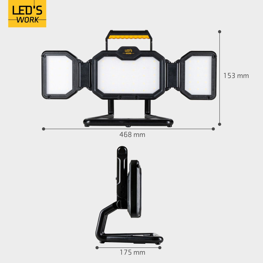 LED's Work LED Construction Lamp rechargeable 4000 - Works wirelessly on battery - Dust and waterproof - LED.nl