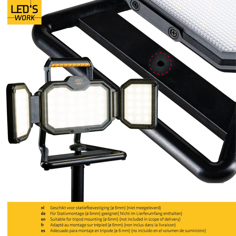 LED's Work LED Construction Lamp rechargeable 4000 - Works wirelessly on battery - Dust and waterproof - LED.nl