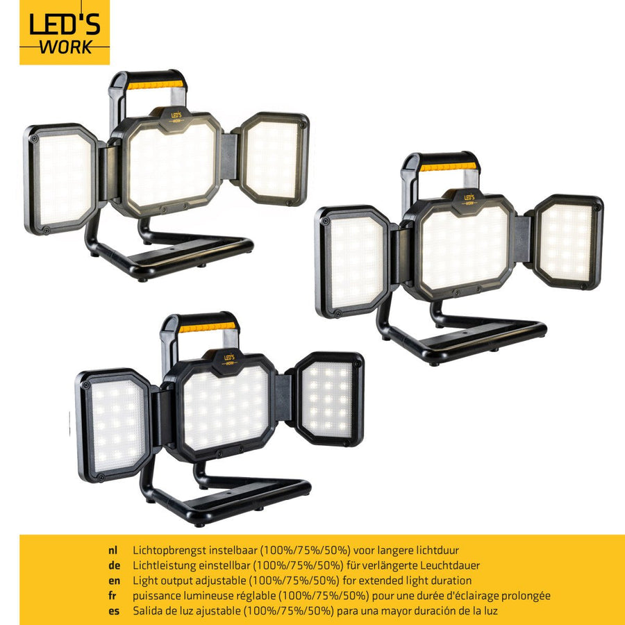 LED's Work LED Construction Lamp rechargeable 4000 - Works wirelessly on battery - Dust and waterproof - LED.nl