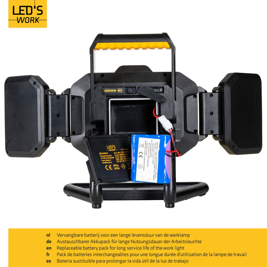 LED's Work LED Construction Lamp rechargeable 4000 - Works wirelessly on battery - Dust and waterproof - LED.nl
