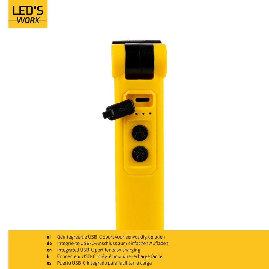 LED's Work Rechargeable LED Work Light on Battery 600 - Works Wirelessly - With Magnet and Hook - LED.nl