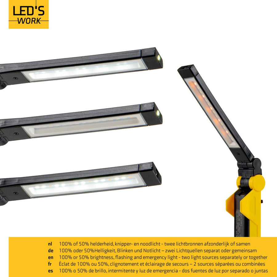 LED's Work Rechargeable LED Work Light on Battery 600 - Works Wirelessly - With Magnet and Hook - LED.nl