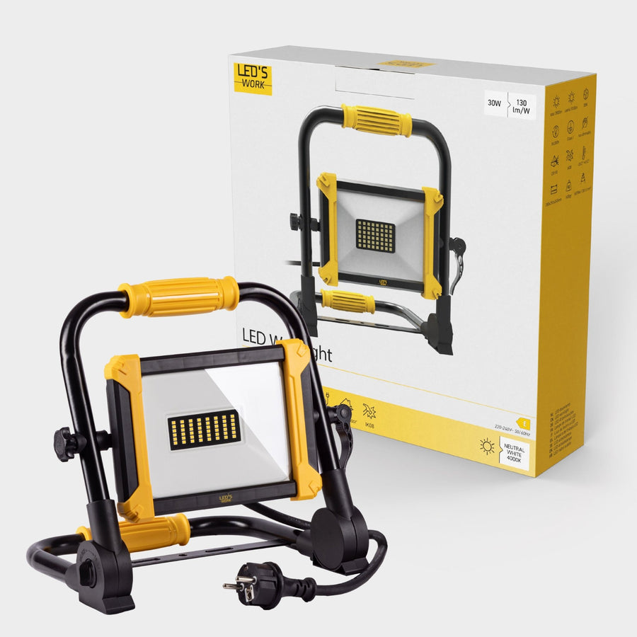 LED's Work Foldable Construction Lamp 3900 - 30W LED replaces 300W halogen - 3 meter cable - LED.nl
