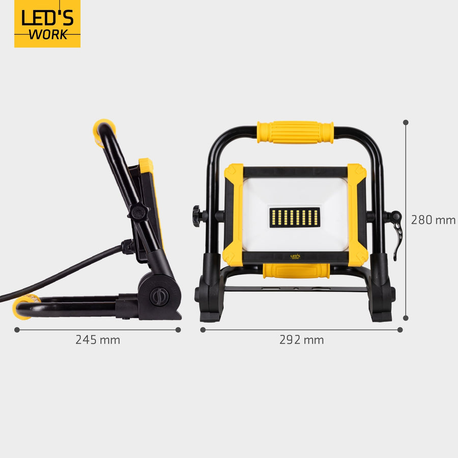 LED's Work Foldable Construction Lamp 3900 - 30W LED replaces 300W halogen - 3 meter cable - LED.nl