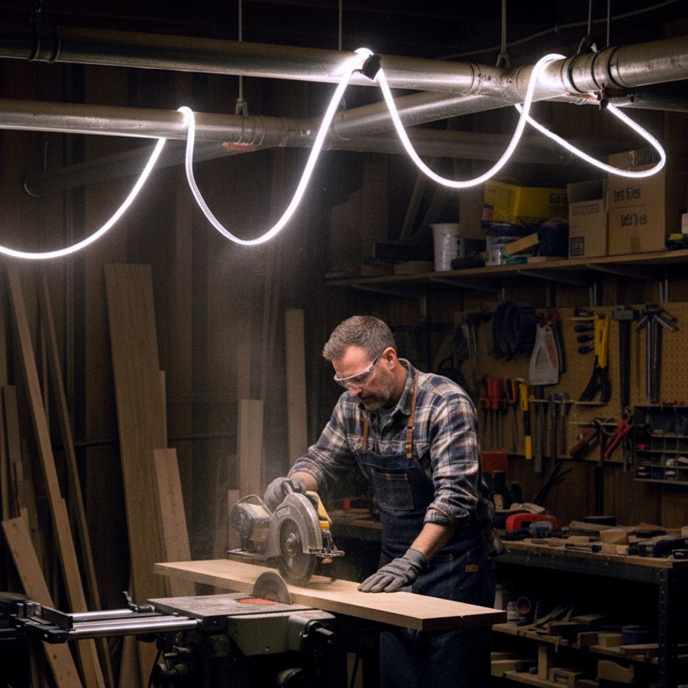 LED's Work Premium Safeline LED Lichtslang 25m 200W 48V 20 000lm 5000K Op Haspel - LED.nl