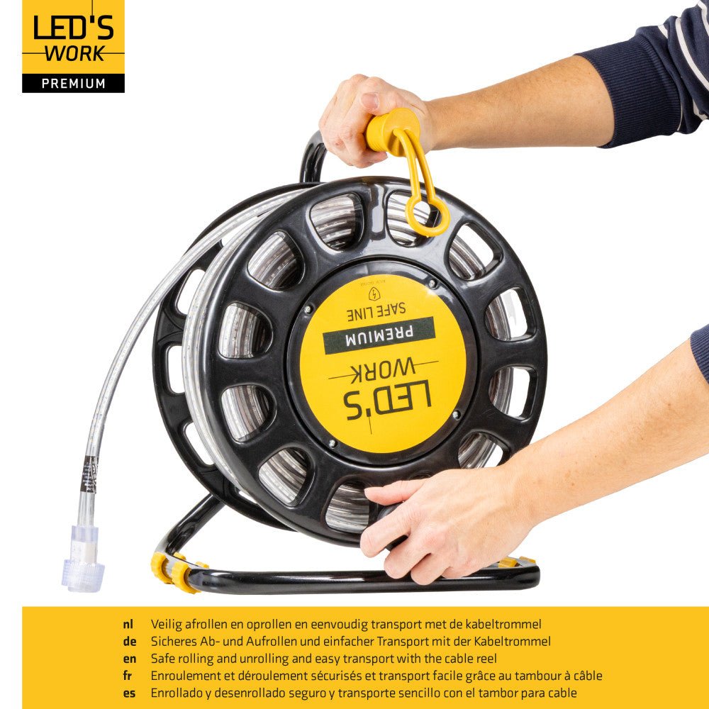 LED's Work Premium Safeline LED Lichtslang 25m 200W 48V 20 000lm 5000K Op Haspel - LED.nl