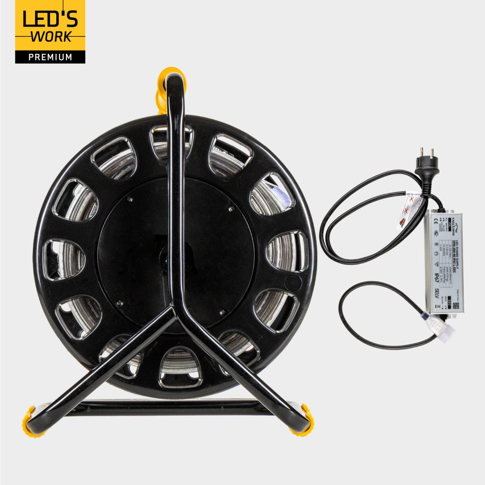 LED's Work Premium Safeline LED Lichtslang 25m 200W 48V 20 000lm 5000K Op Haspel - LED.nl