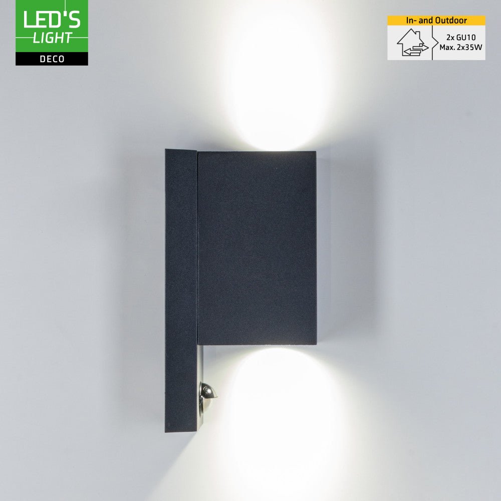 NØRD Up&Down Sensor - Aluminum - Wandarmatuur - 2xGU10 - Zwart - LED.nl