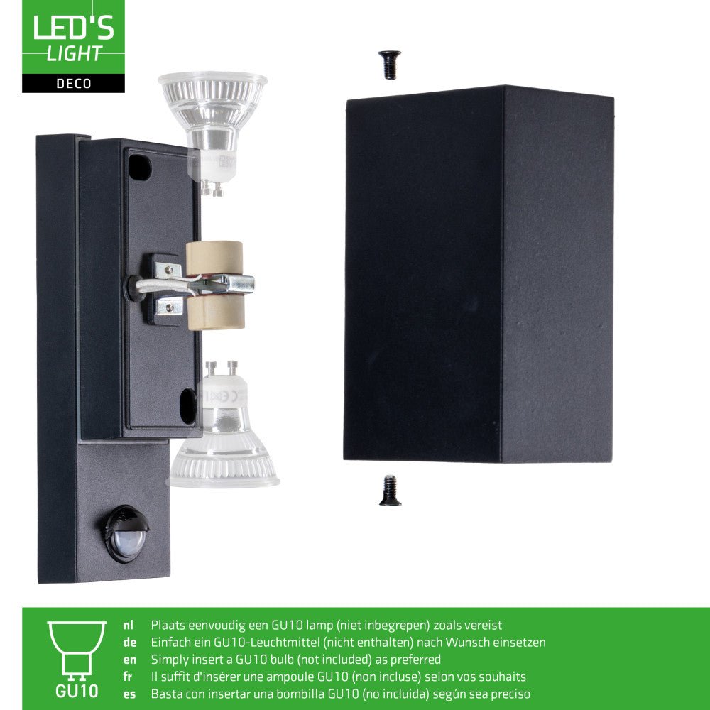 NØRD Up&Down Sensor - Aluminum - Wandarmatuur - 2xGU10 - Zwart - LED.nl