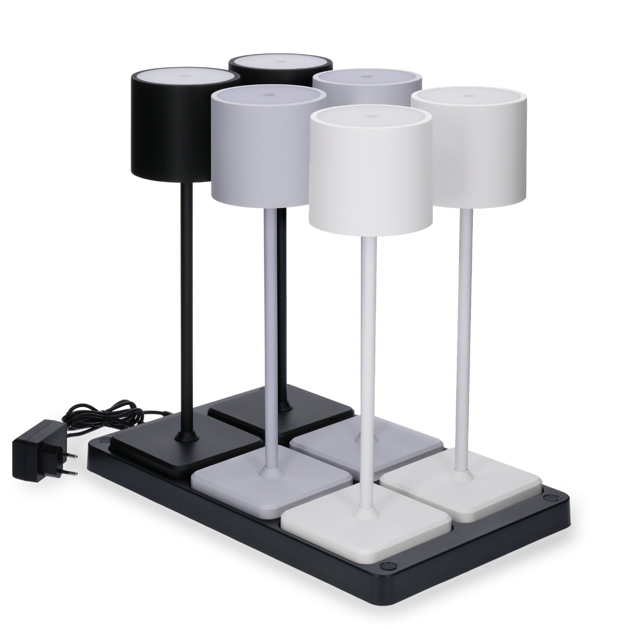 Oplaadstation voor 6 oplaadbare LED tafellampen - Docking met voeding - Zwart - LED.nl