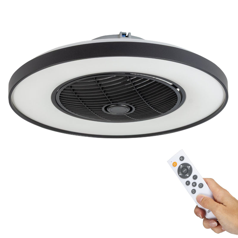 Proventa 3D Air Plafondlamp met Ventilator 60cm - Full room luchtcirculatie - Zomer & Winterstand – Licht en kleurtemperatuur instelbaar Plafondventilatoren LED.nl