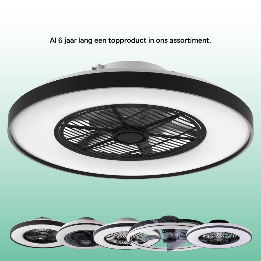 Proventa 3D Air Plafondlamp met Ventilator 60cm - Full room luchtcirculatie - Zomer & Winterstand – Licht en kleurtemperatuur instelbaar Plafondventilatoren LED.nl