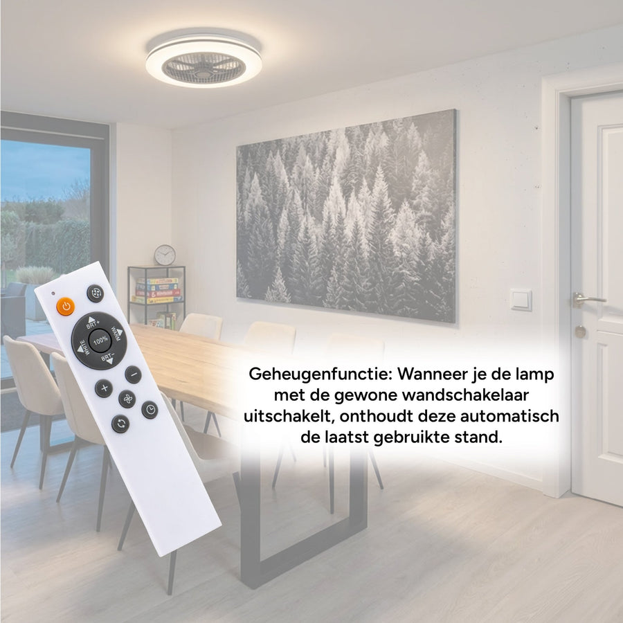 Proventa 3D Air Ceiling Fan with Light 50 cm - Distributes air throughout the room - With remote control - LED.nl