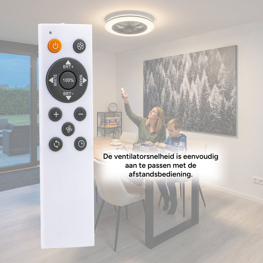 Proventa 3D Air Ceiling Fan with Light 50 cm - Distributes air throughout the room - With remote control - LED.nl