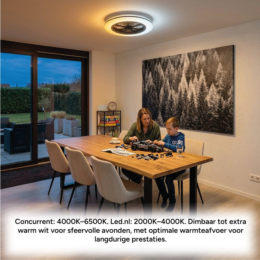 Proventa 3D Air Ceiling Fan with Light 50 cm - Distributes air throughout the room - With remote control - LED.nl