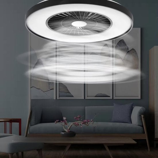 Proventa Premium Plafondventilator met lamp 60 cm - Zomer- en winterstand met afstandsbediening - Zwart - LED.nl