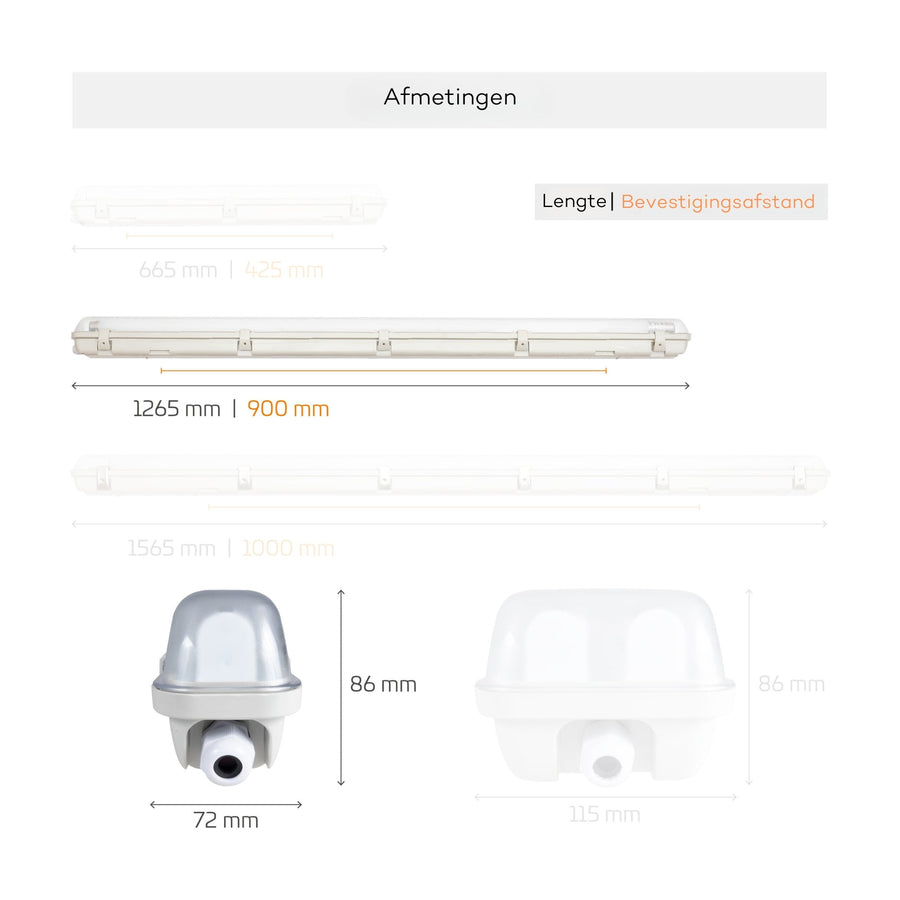 Proventa TL verlichting LED 120 cm - LED TL armatuur incl. LED buis - Waterdicht - 1800 lm - IP65 - 4000K TL verlichting LED.nl