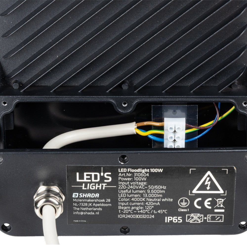 LED's Light Schijnwerper floodlight - 100W 9600lm 4000K - Zwart - IP65 Schijnwerpers LED.nl