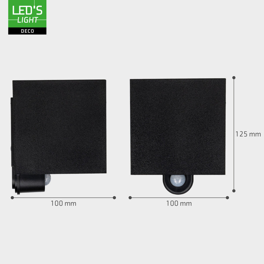 Lumo Qube Sensor Wandlamp Buitenlamp met lichtbron - 380lm 1800K - Zwart Wandlampen LED.nl