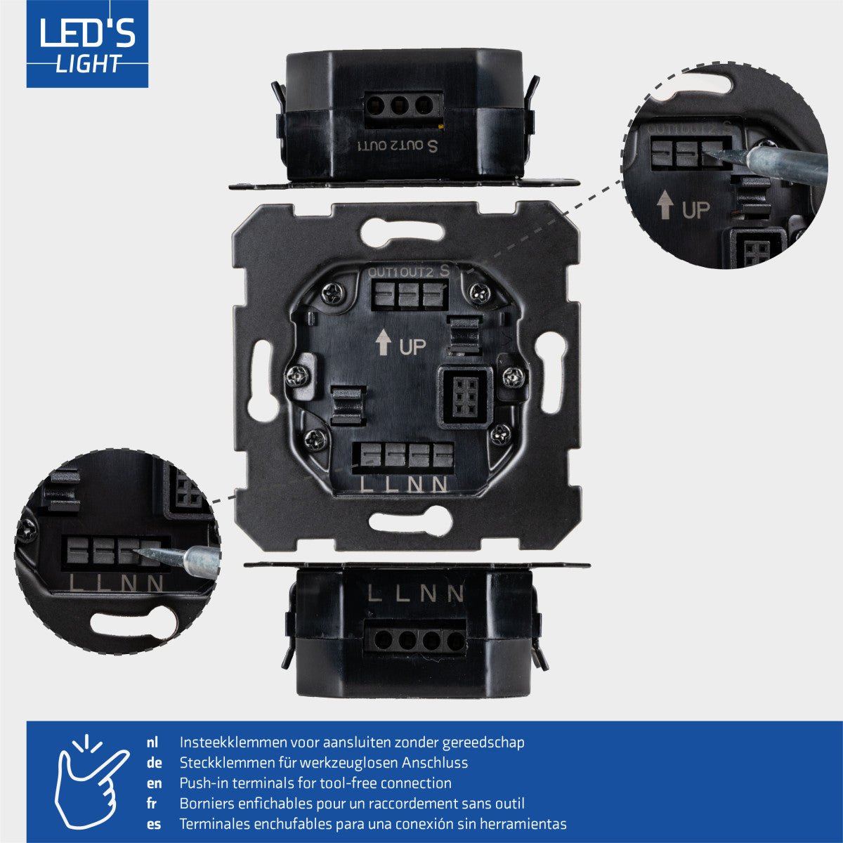 Wandschakelaar met Bewegingssensor - 55 x 55 mm inbouw - Compatibel met LED - Wit LED.nl