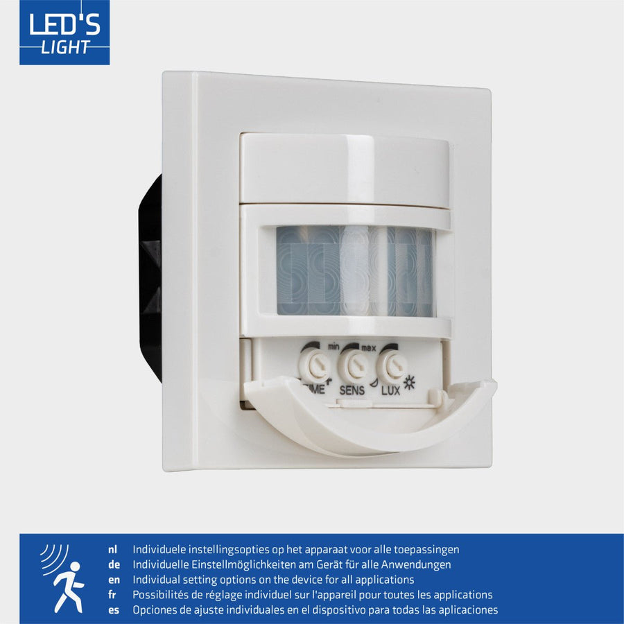 Wall switch with motion sensor - 55 x 55 mm flush-mounted - Compatible with LED - White - LED.nl