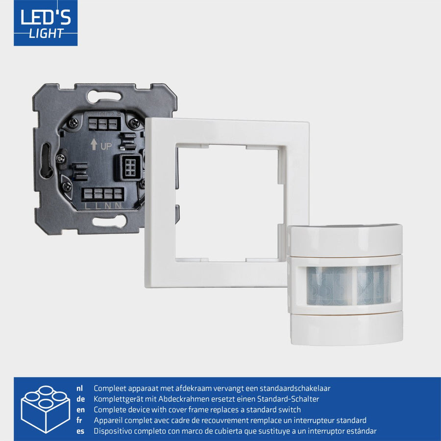 Wall switch with motion sensor - 55 x 55 mm flush-mounted - Compatible with LED - White - LED.nl