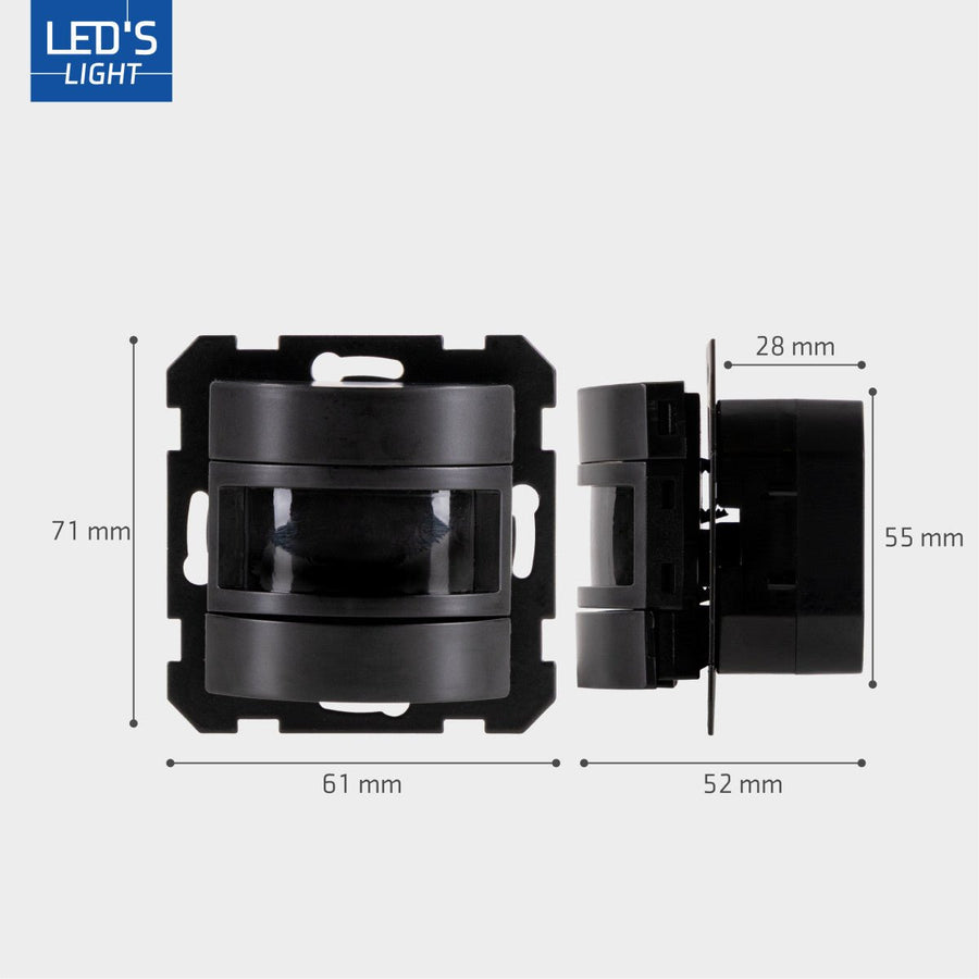 Wall switch with motion sensor - 55 x 55 mm flush-mounted - Compatible with LED - Black - LED.nl