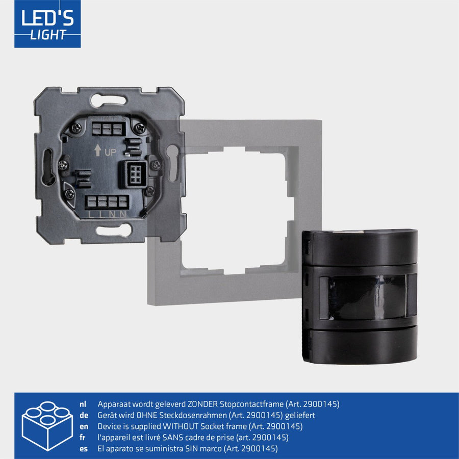 Wall switch with motion sensor - 55 x 55 mm flush-mounted - Compatible with LED - Black - LED.nl