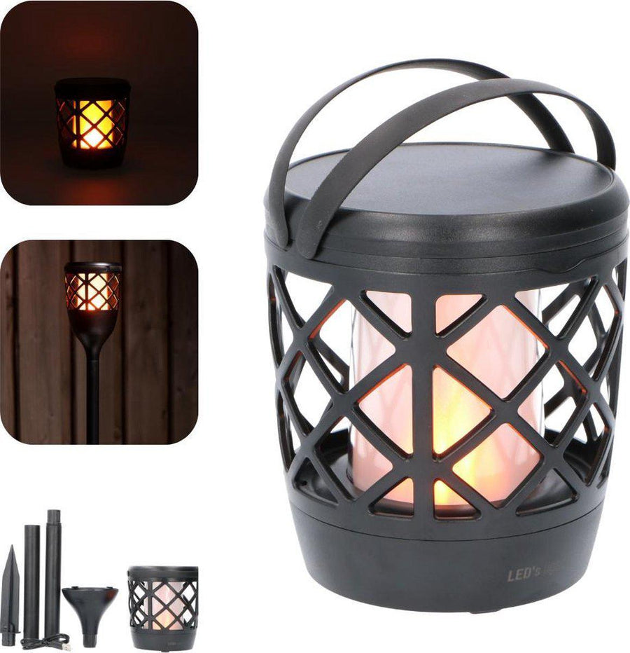 3in1 Solar Tuinlamp Fakkel met sensor - Priklamp, Wandlamp en tafellamp in 1 - 70 cm Buitenlampen LED.nl