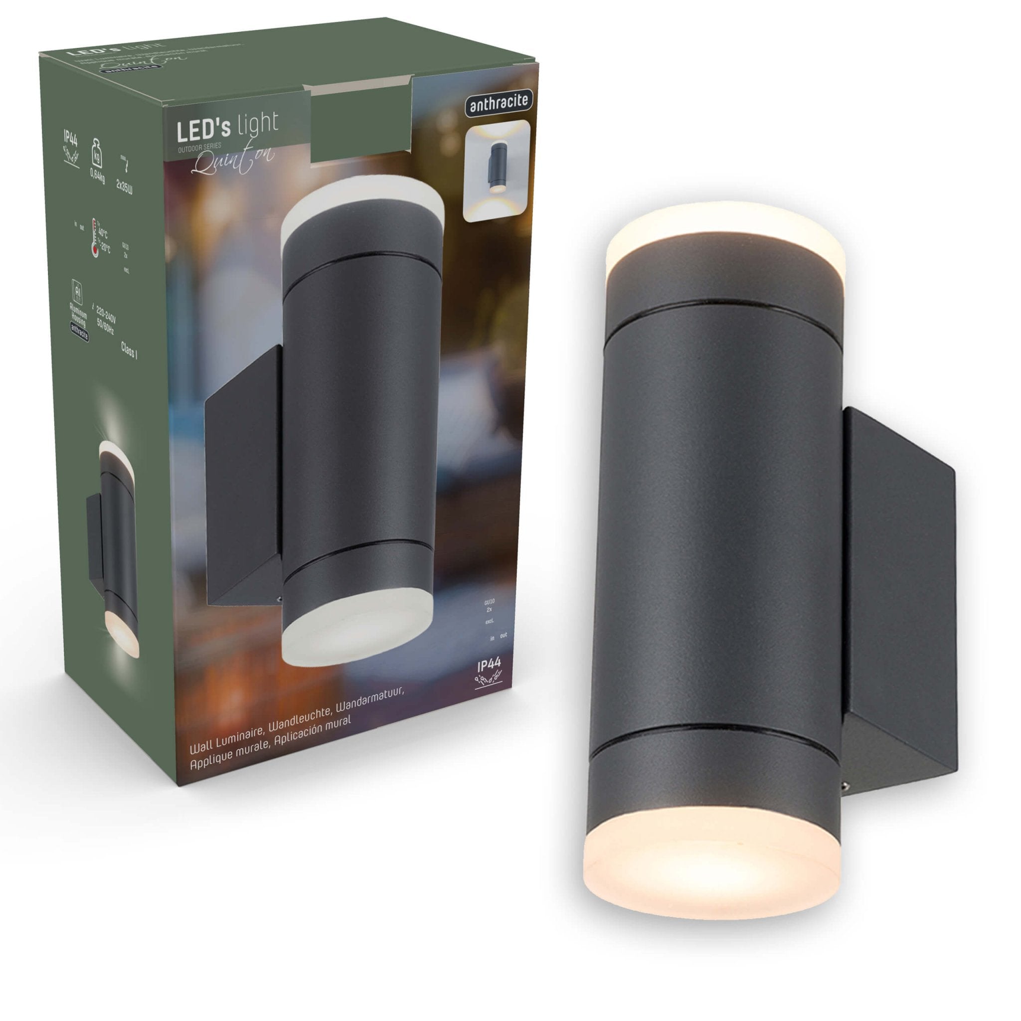 LED's Light AllWeather dubbele buitenlamp - Schijnt naar boven & beneden - IP44 - Antraciet Buitenlampen LED.nl