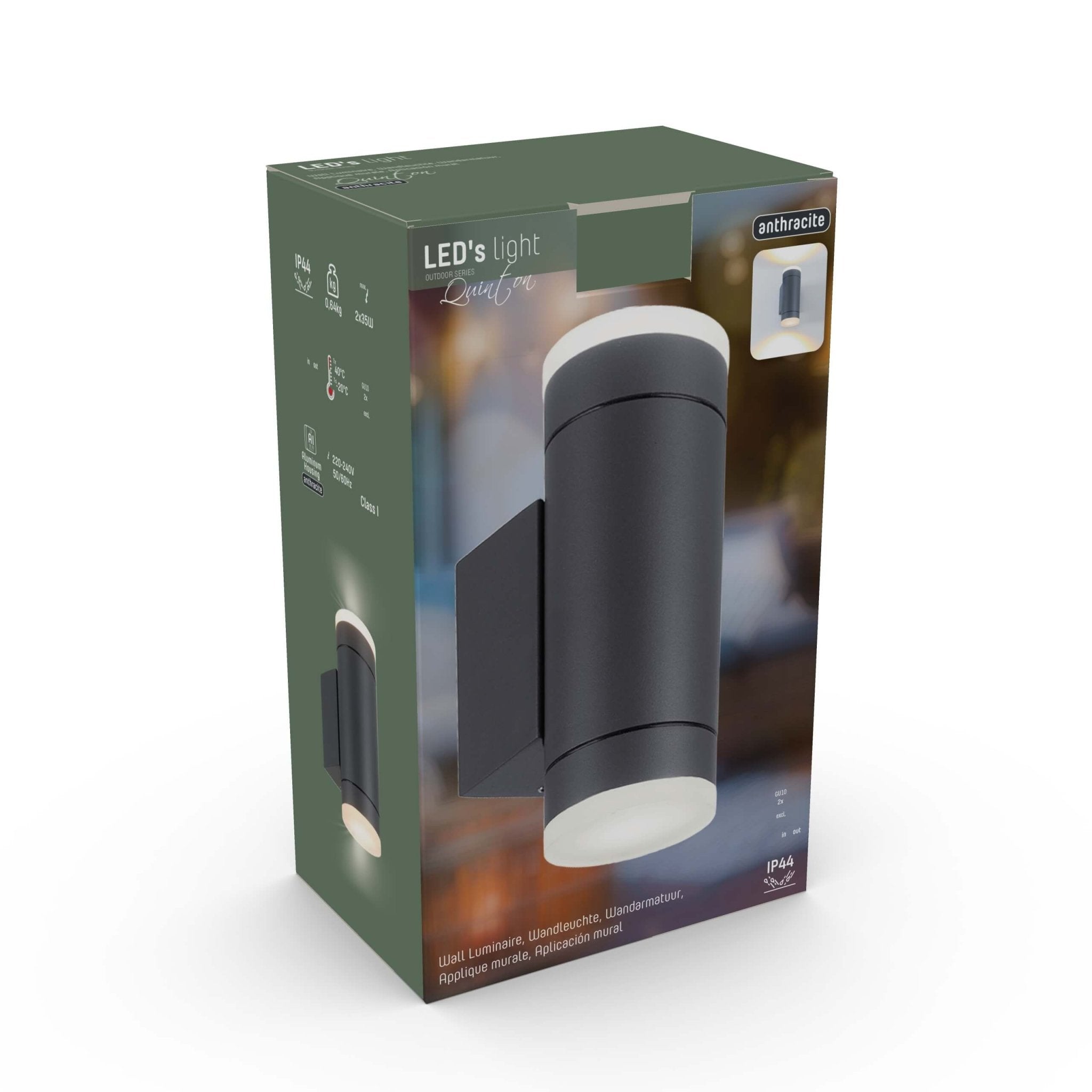 LED's Light AllWeather dubbele buitenlamp - Schijnt naar boven & beneden - IP44 - Antraciet Buitenlampen LED.nl