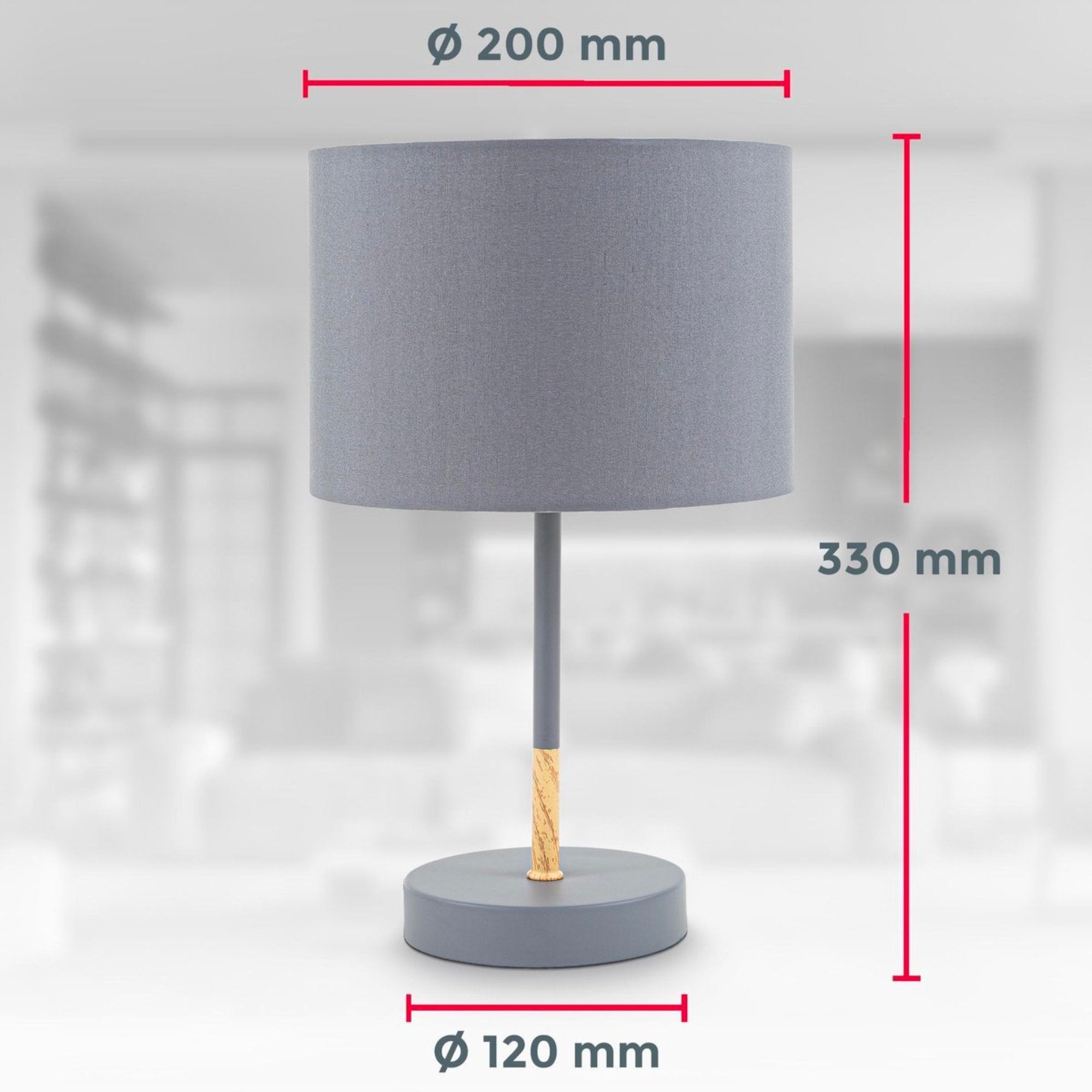 B.K.Licht - Grijze tafellamp - Metaal & stof - Met kap - Scandinavische bedlamp - Slaapkamer lamp - E27 fitting - Excl. lichtbron LED.nl