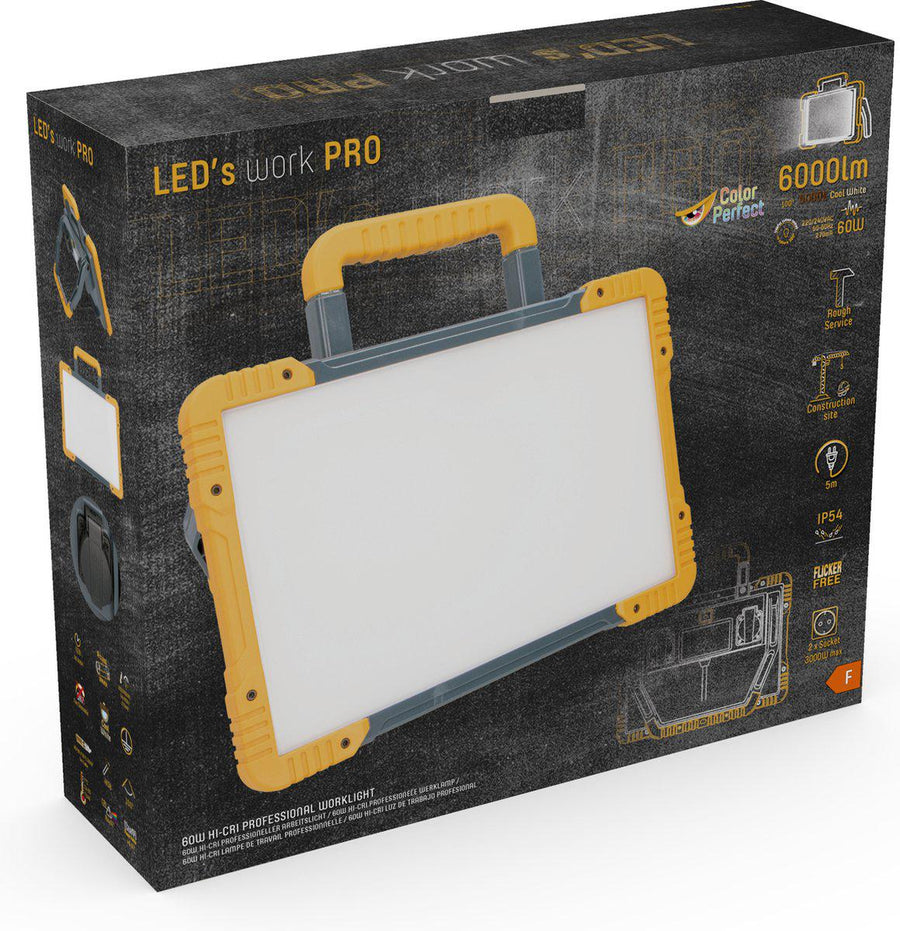 LED's Work ColorPro Construction Lamp 6000 - Realistic color rendering CRI97 - 5 meter cord - IP54 - 60W - LED.nl