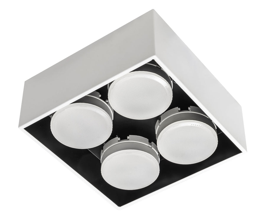 LED's Light Cube LED Plafondlamp - 4 lichtpunten - Draaibaar licht - Staal - 20 x 20 cm - Wit Plafondlampen LED.nl
