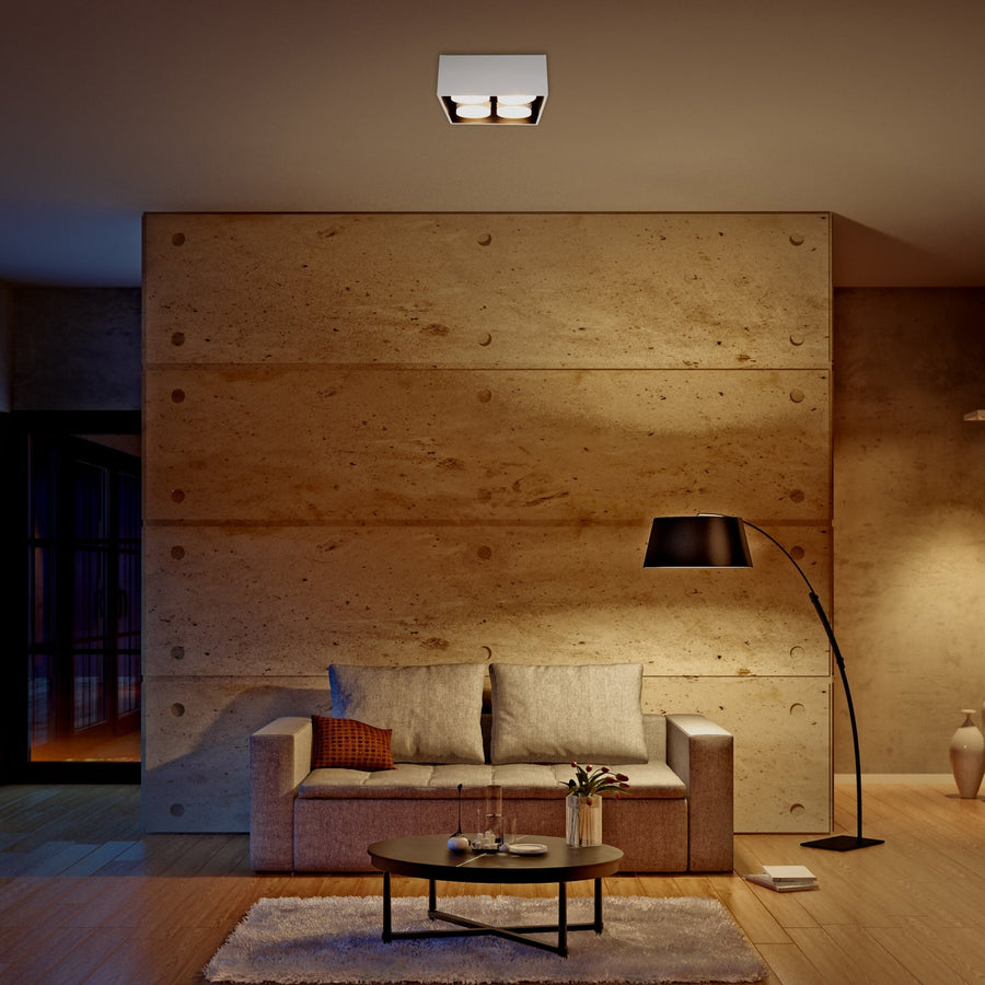 LED's Light Cube LED Plafondlamp - 4 lichtpunten - Draaibaar licht - Staal - 20 x 20 cm - Wit Plafondlampen LED.nl