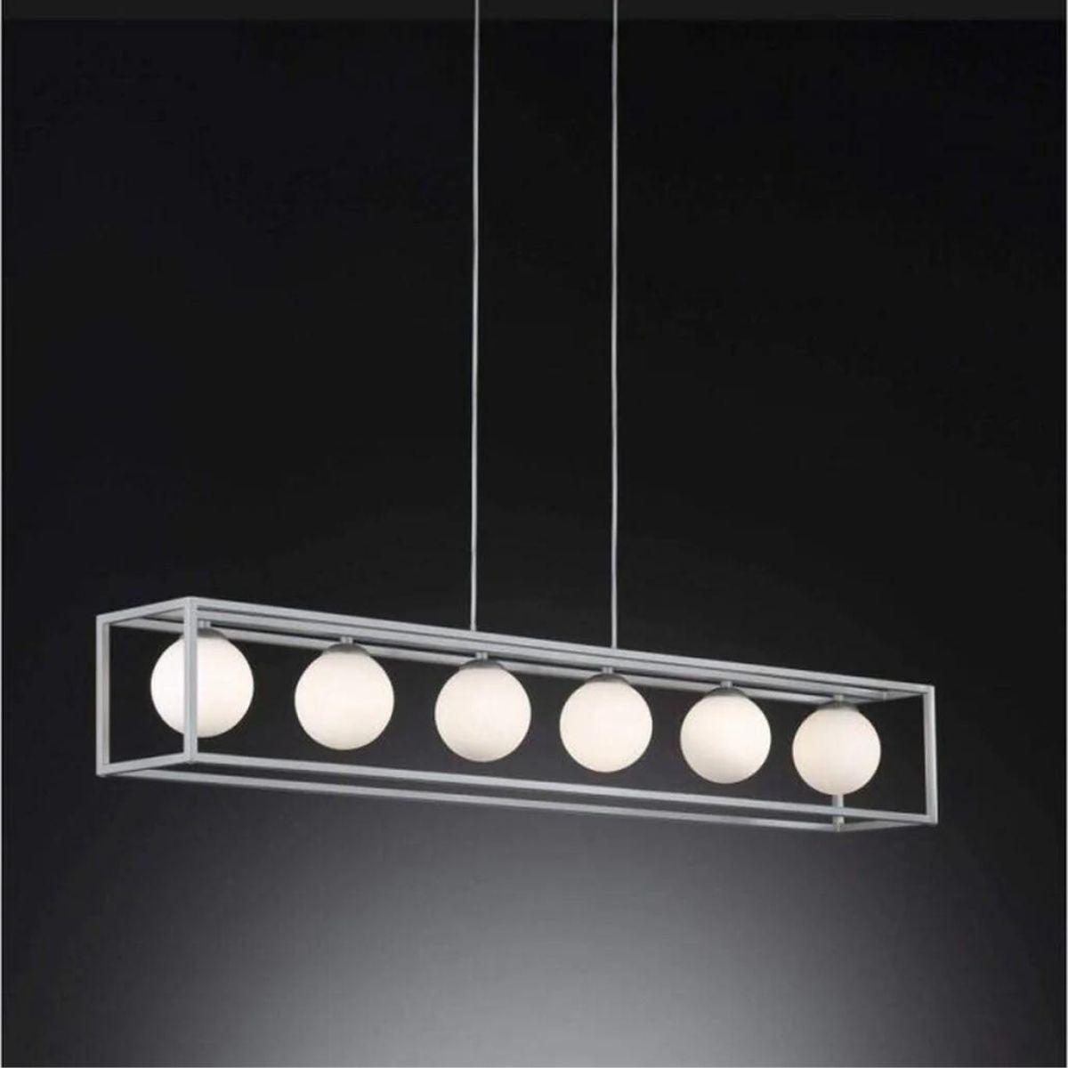 Deco Hanglamp eetkamer met 6 lichtpunten - In hoogte verstelbaar - LED lampen inbegrepen - Zilver Hanglampen LED.nl