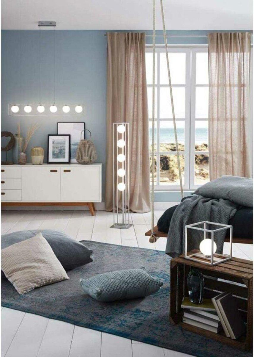 Deco Hanglamp eetkamer met 6 lichtpunten - In hoogte verstelbaar - LED lampen inbegrepen - Zilver Hanglampen LED.nl