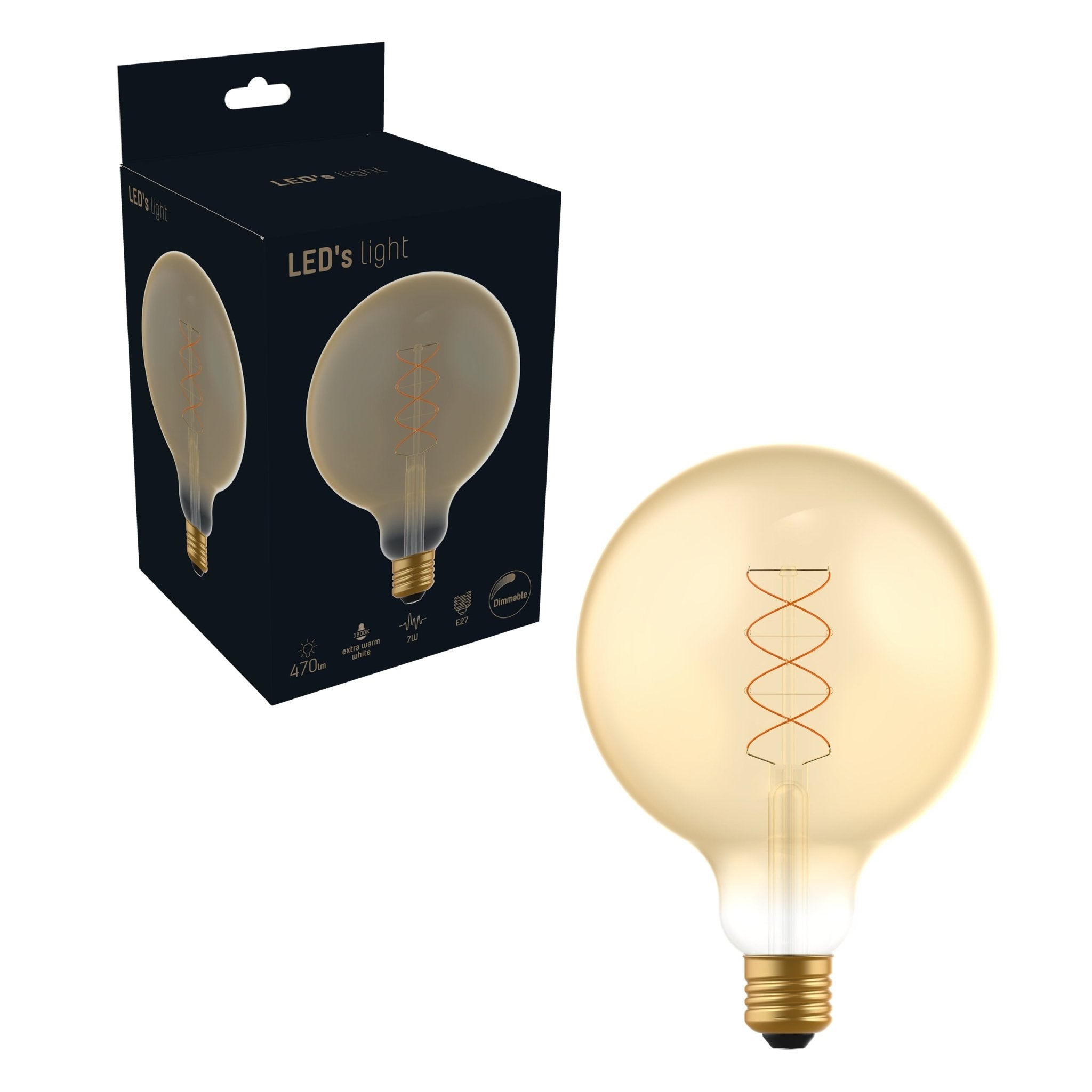 DecoDim LED Lamp Goud E27 - XXL Ø 12.5 cm - Dimbaar - Extra warm wit - 5W (25W) Decoratieve Lichtbronnen LED.nl