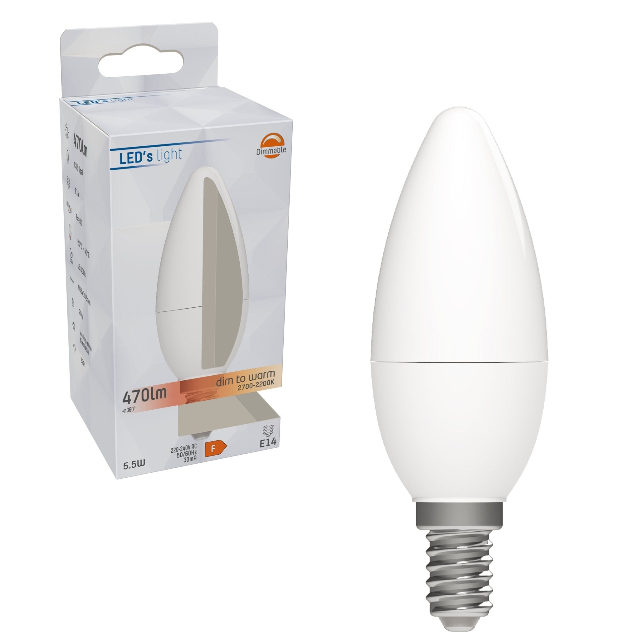 Dimbare E14 LED kaarsLamp - Dimbaar naar extra warm wit - 1 lamp Dimbare lampen LED.nl