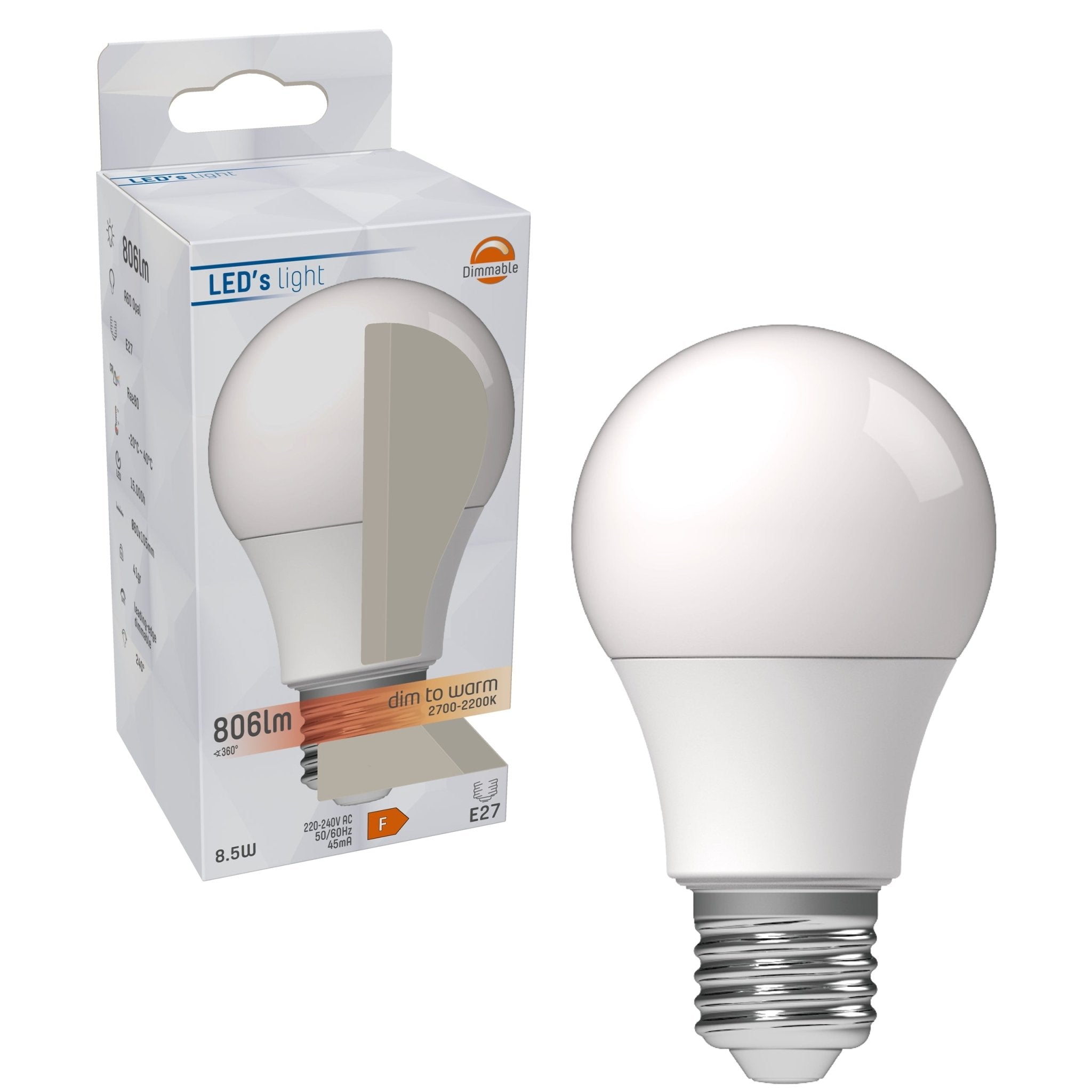 Dimbare LED Lamp E27 - Dimbaar naar extra warm wit - 1 lamp Dimbare lampen LED.nl