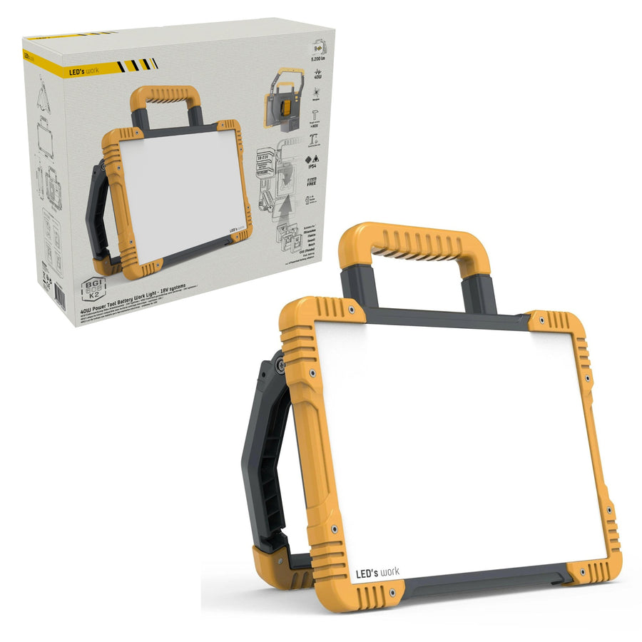 LED's Work Cordless LED Construction Lamp 5200 - Works on batteries from Makita, Bosch, Dewalt, Milwaukee, Metabo - IP54 - LED.nl