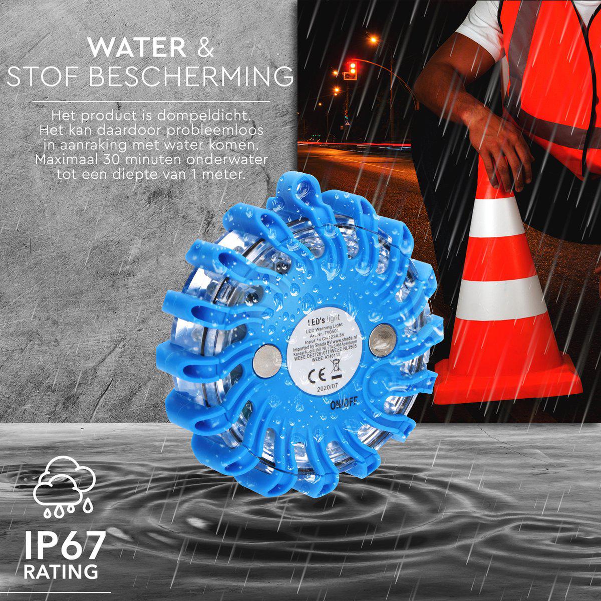 Draadloze LED Zwaailamp Blauw op batterijen - 9 standen - Magnetisch & Waterdicht Noodverlichting LED.nl