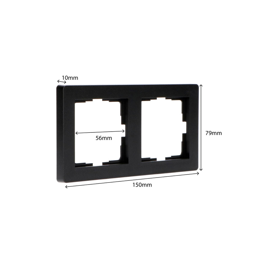Dubbelframe voor wandcontactdoos - Universeel - 55 x 55 mm - Zwart Stekkers LED.nl