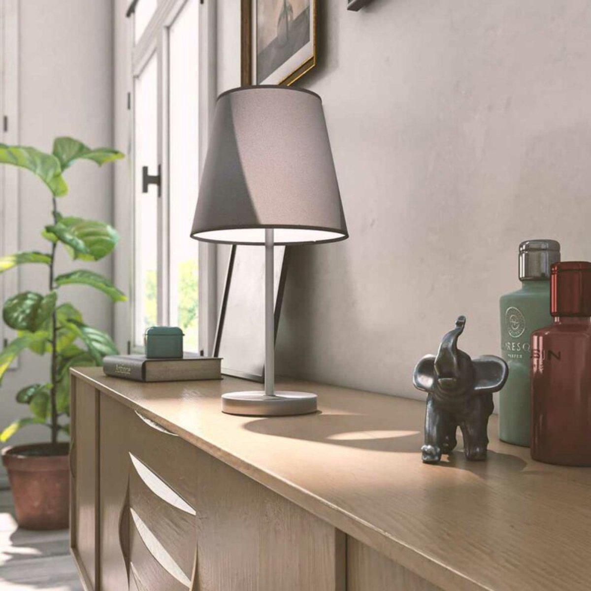 Eleganto LED Tafellamp met voetschakelaar - E14 fitting - Grijs - 32 cm Tafellampenen LED.nl