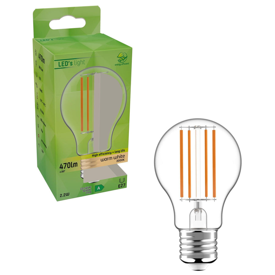 Ultra LED Lamp E27 - Energy label A - Clear glass - 2.2W is equal to 40W - LED.nl