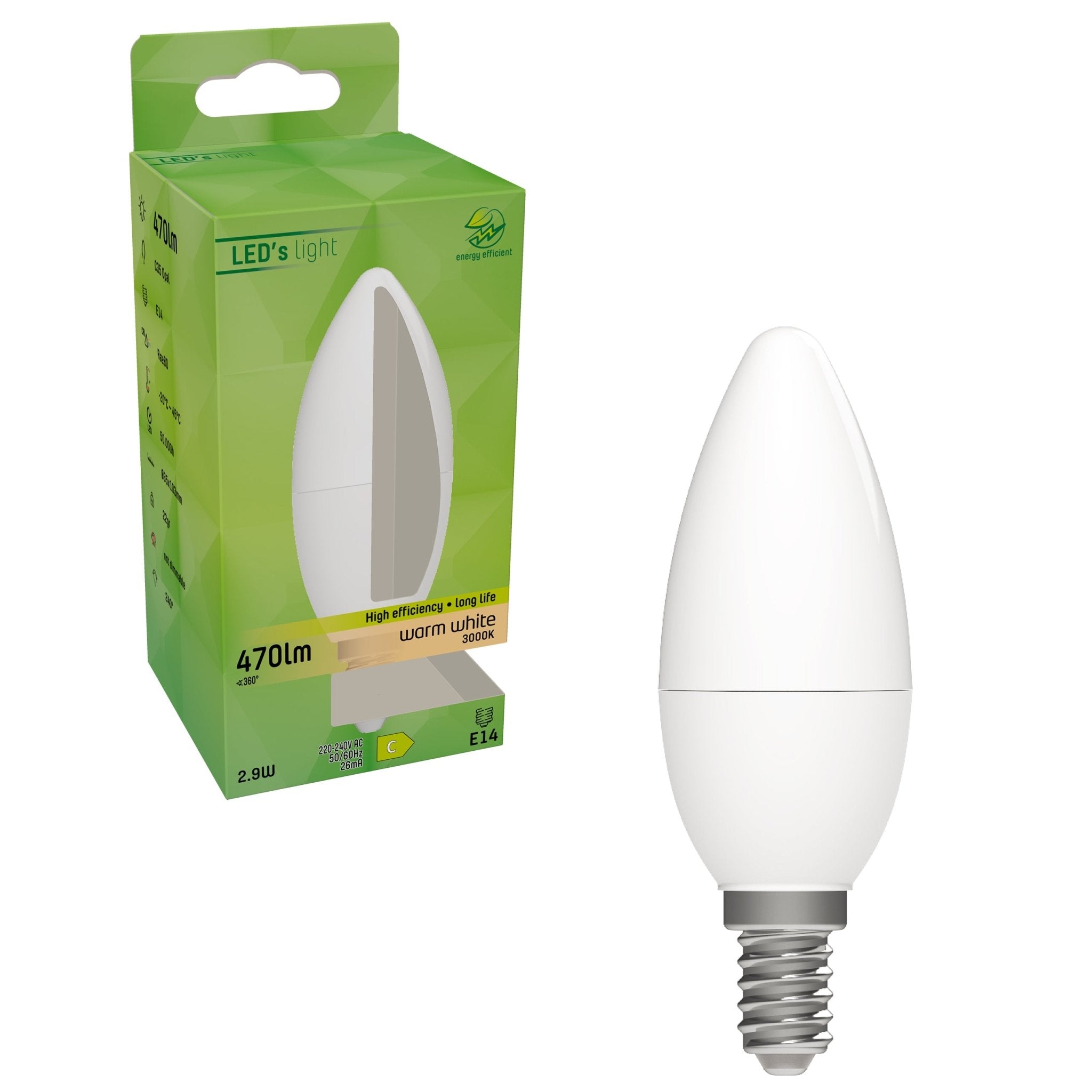 Elite LED Lamp met E14 fitting - Gaan tot 25 jaar mee - 2W vervangt 40W - 470 lm - Warm wit Lichtbronnen LED.nl