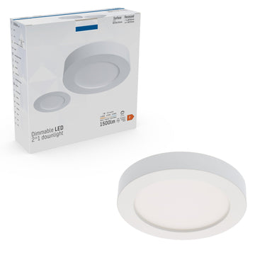 Recessed/Surface-mounted LED Ceiling lamp CCT Ø 20 cm round - Dimmable - warm and cold white - LED.nl