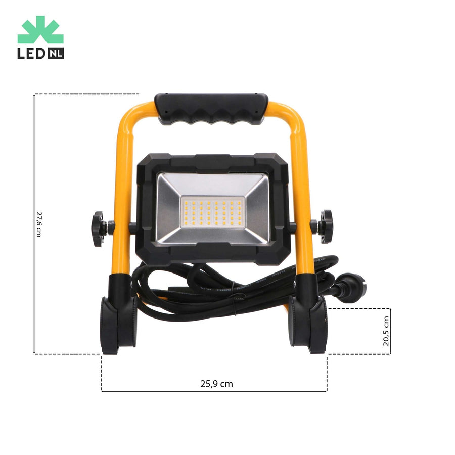 LED's Work Construction Lamp 3300 - Foldable &amp; Tiltable - 3 meter cord - IP65 - 30W - LED.nl