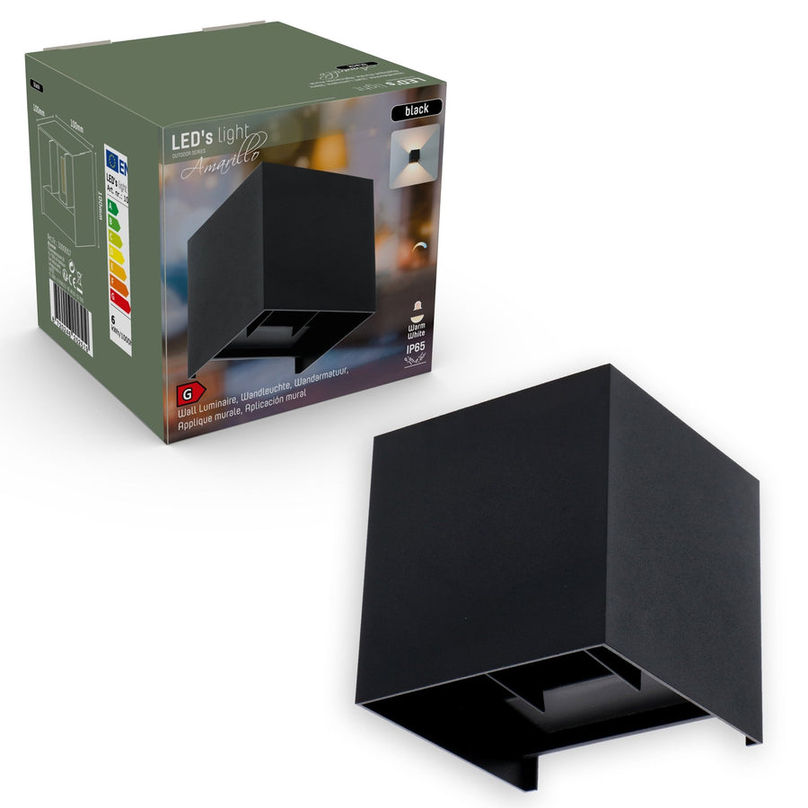 2 pack - LED's Light Kubus LED Wandlamp buiten - 2 lichts - Dimbaar en instelbare lichtkleur - IP65 Waterdicht - Zwart Wandlampen LED.nl